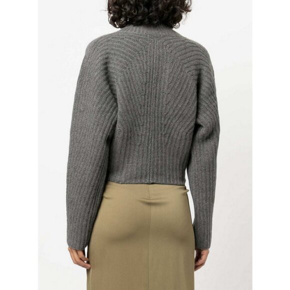 💕THEORY💕 Sculpted Knit Pullover Sweater Airy Wool Cashmere Grey Melange L NWT - Picture 5 of 16